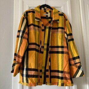 NWOT We The Free So Long Summer Plaid Flannel Top Yellow Sz XS